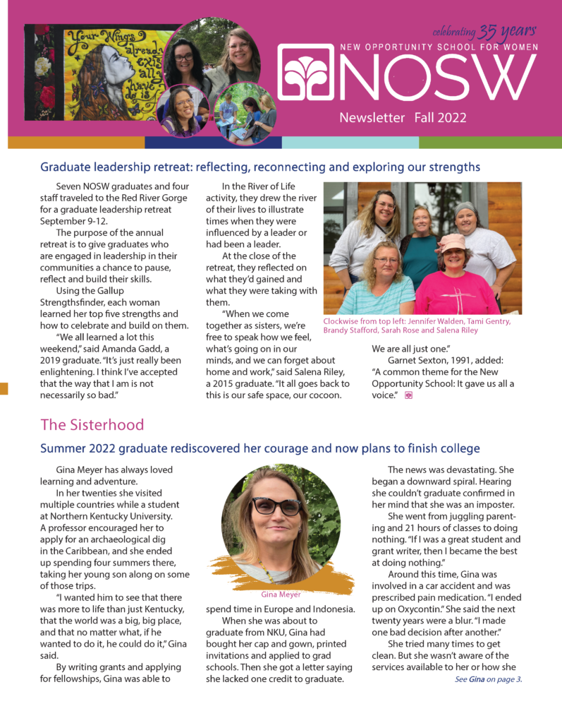 NOSW Newsletter Fall 2022 first page